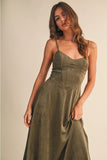 Suede Corset Midi Dress