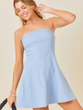 Strapless Flare Mini Dress - Greige Goods