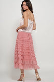 Tulle Textured Midi Skirt - Greige Goods