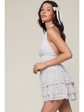 Pastel Halter Tiered Mini Dress - Greige Goods