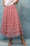 Tulle Textured Midi Skirt - Greige Goods