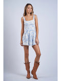 Hibiscus Floral Wide Mini Dress - Greige Goods