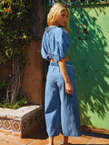 Smocked Ruffle V-neck Top - Greige Goods