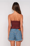Smocked Ruched Ruffle Crop - Greige Goods