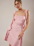 Ruffle Strap Satin Mini Dress