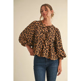 Leopard Print Peplum Top - Greige Goods