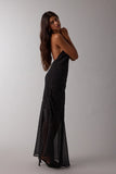 Sheer Halter Polka Dot Maxi