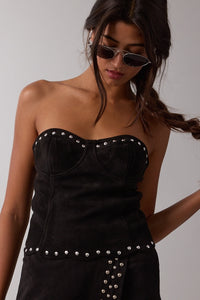 Suede Scalloped Tube Top - Greige Goods