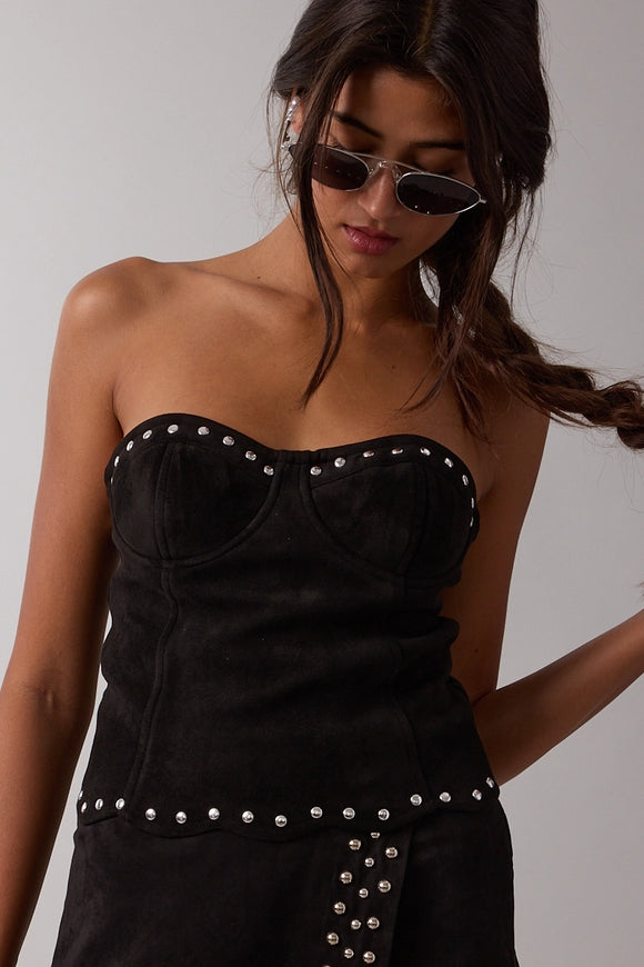 Suede Scalloped Tube Top - Greige Goods