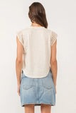 Daria Crochet Trimmed Top - Greige Goods