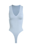 V-Plunge Ribbed Bodysuit - Greige Goods