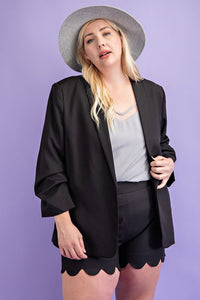 Curvy Girl Fitted Blazer - Greige Goods