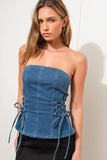 Strapless Denim Bustier Top - Greige Goods