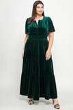 Curvy Girl Velvet Tiered Dress - Greige Goods