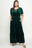 Curvy Girl Velvet Tiered Dress - Greige Goods