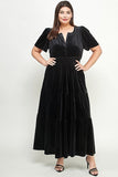 Curvy Girl Velvet Tiered Dress - Greige Goods