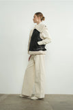 Faux Leather Fleece Collar Vest - Greige Goods