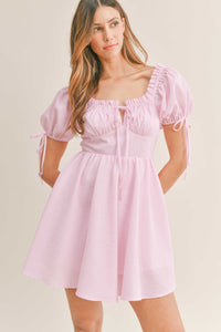 Plaid Puff Sleeve Mini - Greige Goods