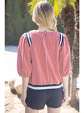 Stripe Contrast Band Top - Greige Goods