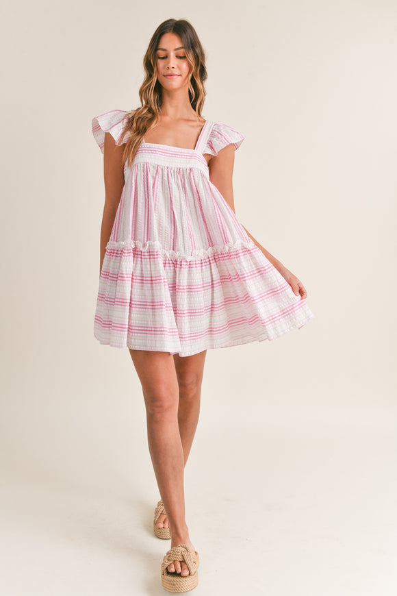 Stripe Square Neck Dress - Greige Goods
