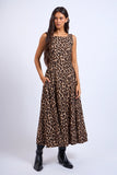 Cheetah U-Shape Boat Neck Midi Dress - Greige Goods