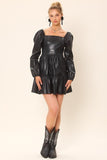 Pleather Square Neck Mini Dress - Greige Goods