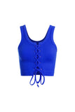 Scoop Neck Rib Tie Tank - Greige Goods