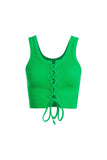 Scoop Neck Rib Tie Tank - Greige Goods