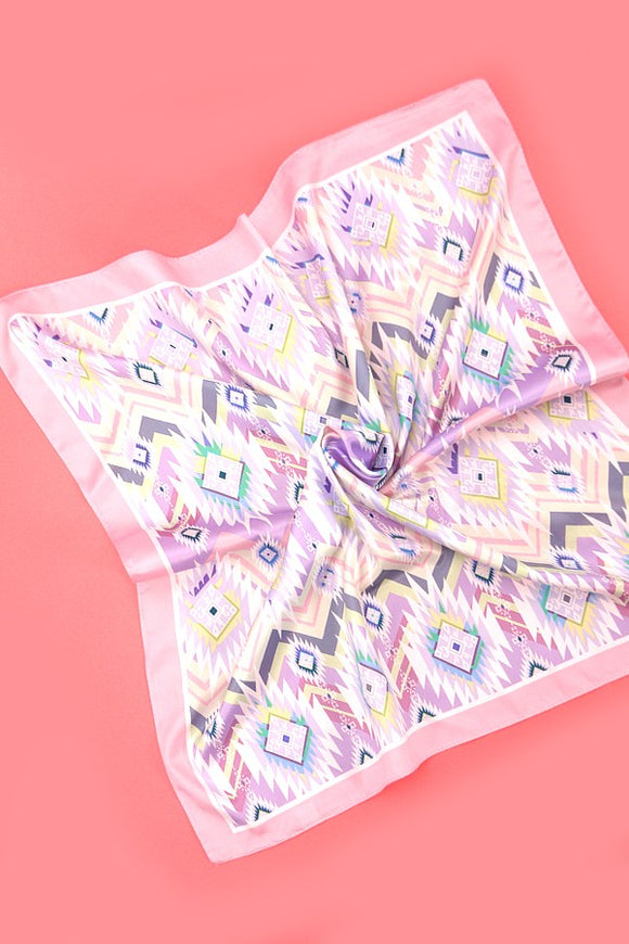 Aztec Boho Print Silk Bandana - Greige Goods