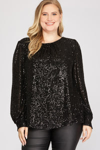 PS Sequined Long Sleeve Top - Greige Goods