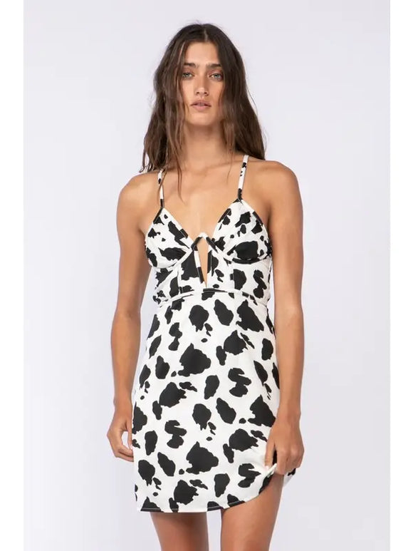 Cattle Print Sweetheart Dress - Greige Goods