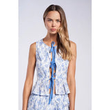 Pale Floral Print Tie Vest - Greige Goods