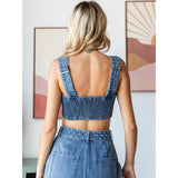 Rhinestone Denim Tank - Greige Goods