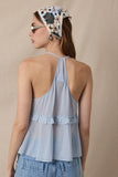 Sheer Tie Lace Ruffle Top - Greige Goods