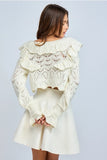See-Through Ruffle Crop Sweater - Greige Goods
