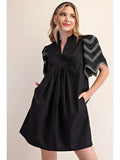 Balloon Sleeve Embroidered Mini