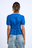 Floral Embroidered Tie Blouse - Greige Goods