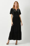 Ruffle Sleeve Velvet Maxi - Greige Goods
