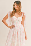 Ruched Tiered Floral Midi - Greige Goods