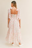 Ruched Tiered Floral Midi - Greige Goods