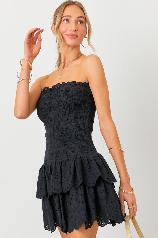 Smocked Strapless Dress - Greige Goods