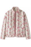 Pink Floral Print Quilted Jacket - Greige Goods