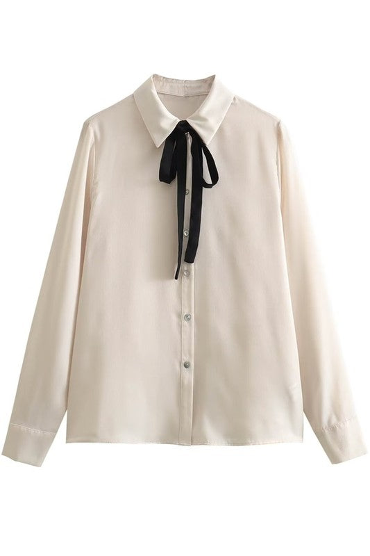 Bow Tie Button Down Shirt - Greige Goods