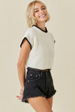 Boxy Sweater Top With Contrast Detail - Greige Goods