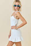 Ruffle Hem Denim Mini Dress - Greige Goods
