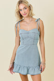 Ruffle Hem Denim Mini Dress - Greige Goods