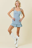 Ruffle Hem Denim Mini Dress - Greige Goods