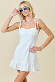 Ruffle Hem Denim Mini Dress - Greige Goods