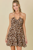 Leopard Halter Neck Mini - Greige Goods
