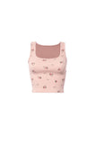 Ribbed Flower Print Crop Tank - Greige Goods